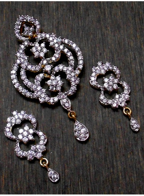 CZ Pendant With Earrings